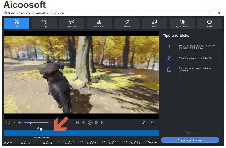 trim - aicoosoft video converter