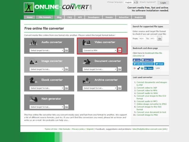 Convert M4V to MP4 using Online-Convert 