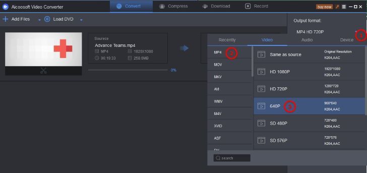 DVD to MP4 - Aicoosoft step 3